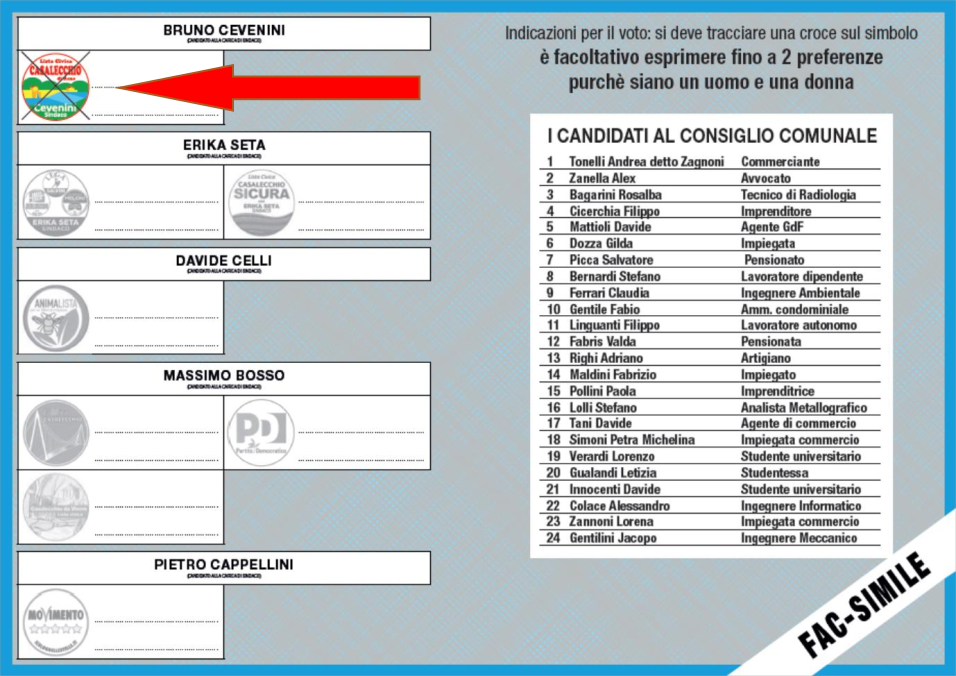 VOTO 2019 AMMINISTRATIVE CASALECCHIO VOTA CEVENINI SINDACO