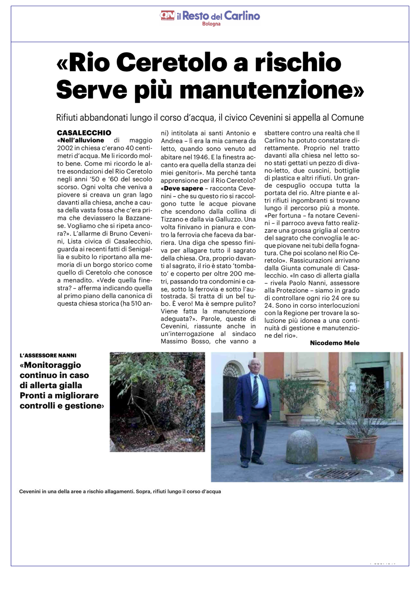 Al momento stai visualizzando “Rio Ceretolo a rischio Serve più manutenzione”