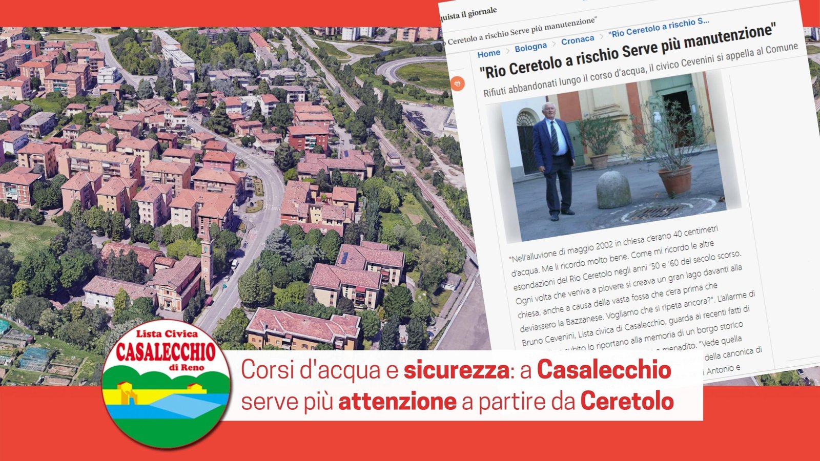 Al momento stai visualizzando Corsi d’acqua e sicurezza: a Casalecchio serve più attenzione, partendo da Ceretolo
