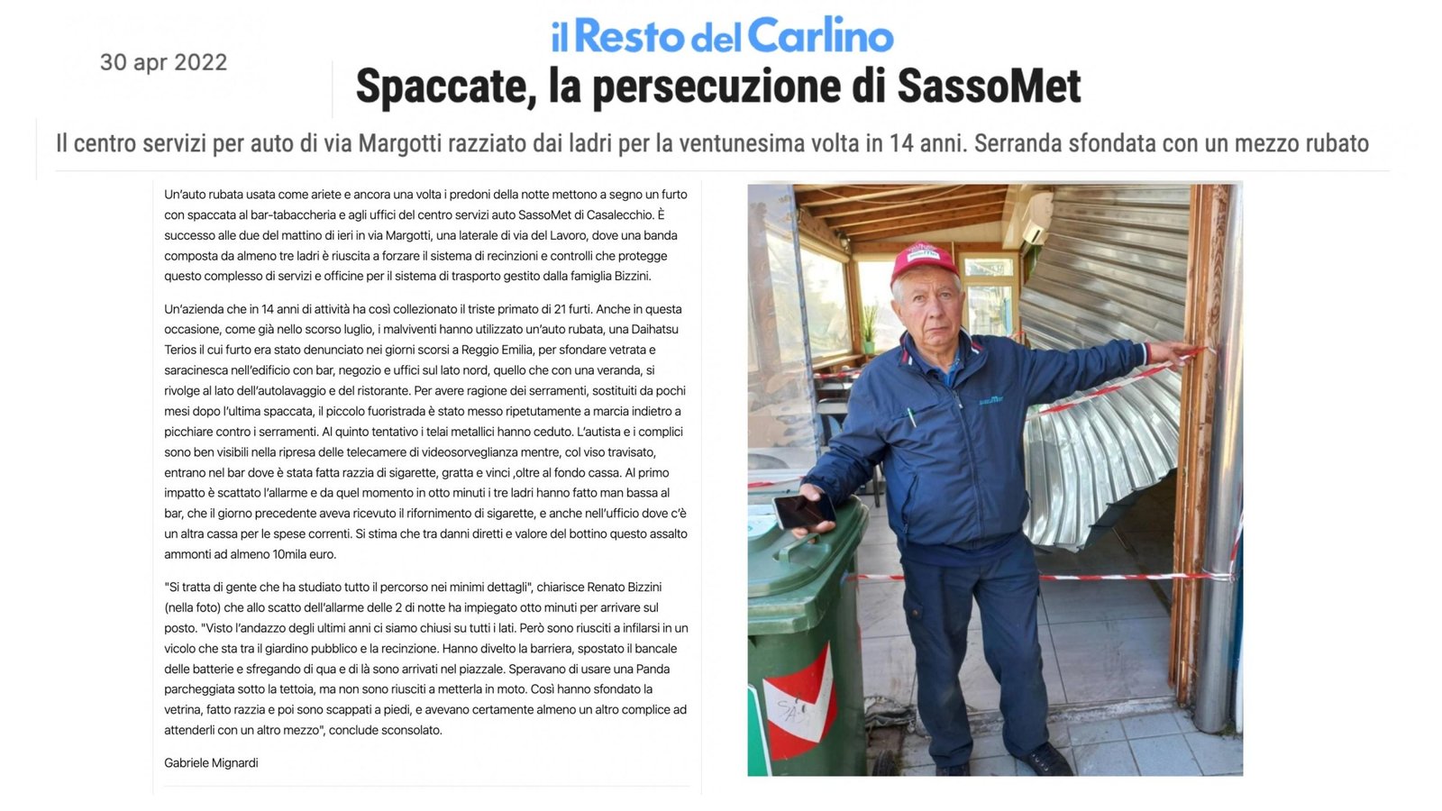 Al momento stai visualizzando Sicurezza: spaccate, la persecuzione di SassoMet