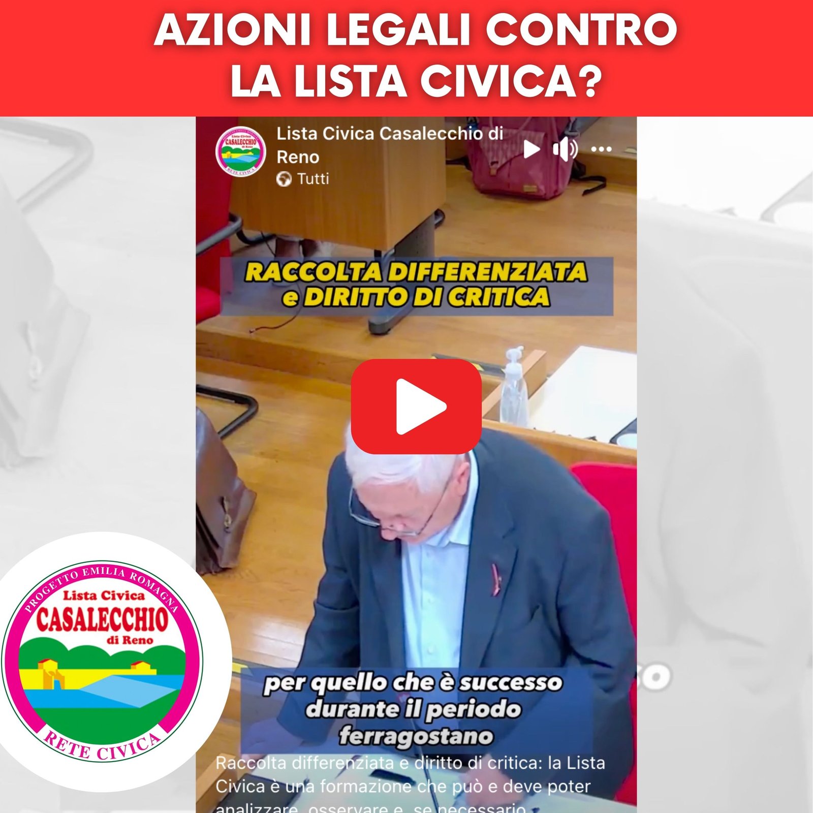 Al momento stai visualizzando Minacciare azioni legali contro la Lista Civica e i suoi esponenti danneggia l’esercizio della democrazia a Casalecchio