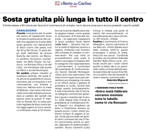 Scopri di più sull'articolo Casalecchio: prolungata fino a 90 minuti la sosta in centro